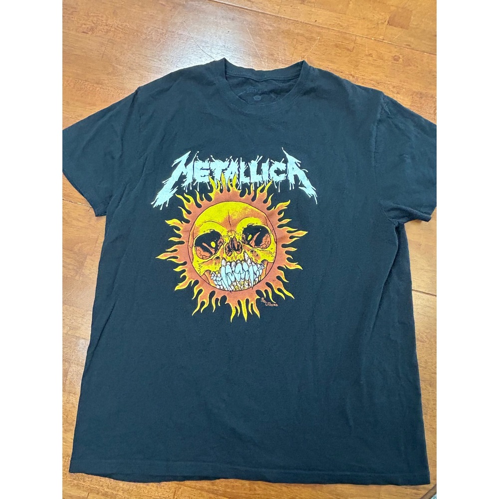 Metallica Graphic T Shirt Mens L Black Pushead Sun Skull Band Tee